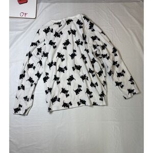 Womens white/black long sleeve‎ Miniature schnauzer pajama shirt, size Medium